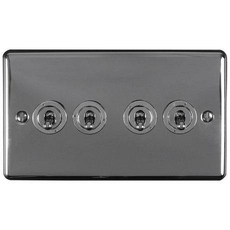 EuroLite Electrical Black Nickel / 4 Gang Toggle Switch / (With Black Trim) Eurolite Enhance Decorative 4 Gang Toggle Switch - Black Nickel