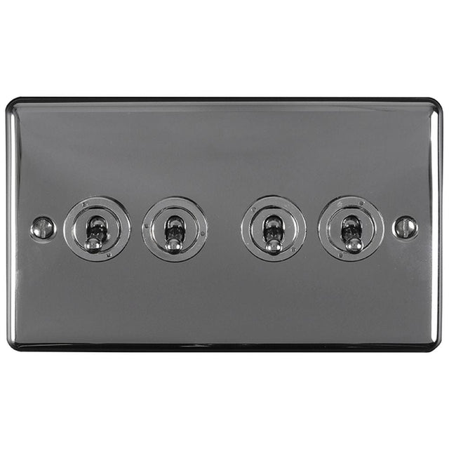 EuroLite Electrical Black Nickel / 4 Gang Toggle Switch / (With Black Trim) Eurolite Enhance Decorative 4 Gang Toggle Switch - Black Nickel