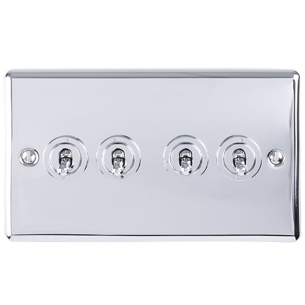 EuroLite Electrical Polished Chrome / 4 Gang Toggle Switch / (With Enhance Trim) Eurolite Enhance Decorative 4 Gang Toggle Switch - Polished Chrome