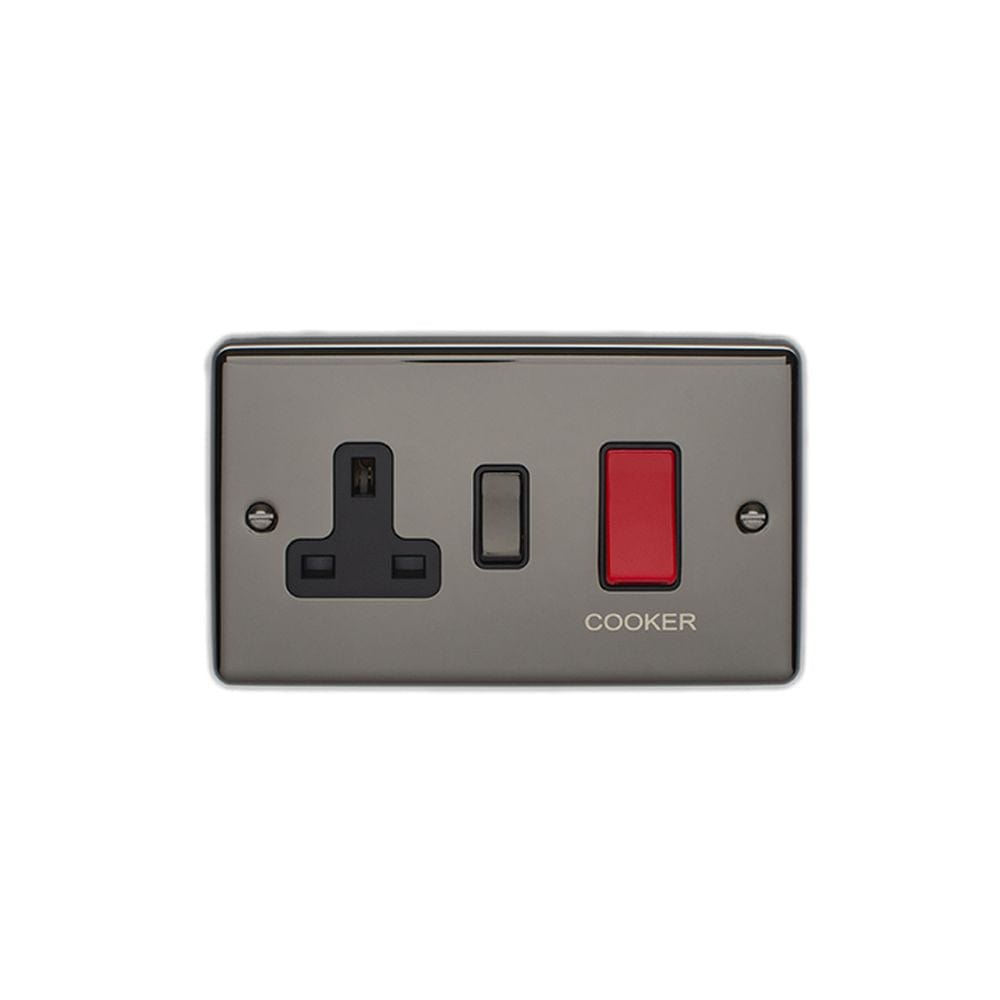 EuroLite Electrical Black Nickel / 45Amp Switch with a socket / (With Black Trim) Eurolite Enhance Decorative 45Amp Switch with a socket - Black Nickel (With Black Trim)