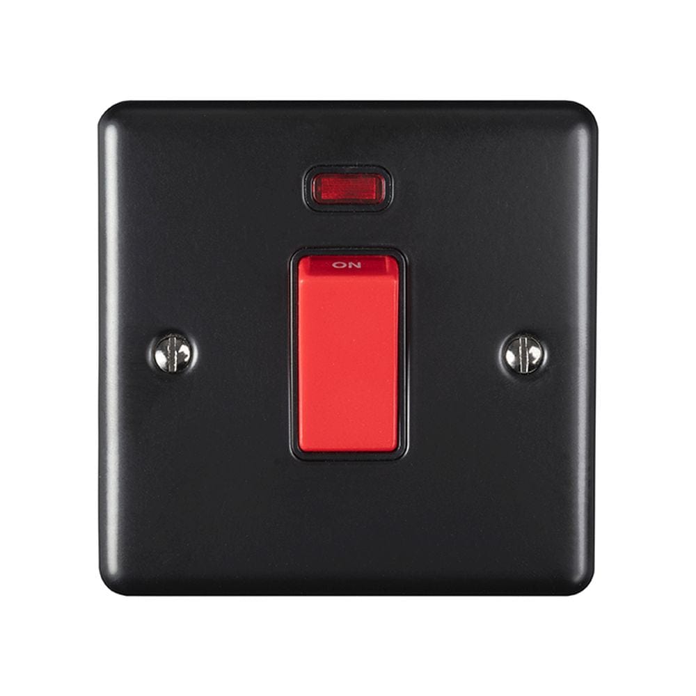 EuroLite Electrical Matt Black / 45Amp Switch with Neon Indicator / (With Black Trim) Eurolite Enhance Decorative 45Amp Switch with Neon Indicator - Matt Black (With Black Trim)