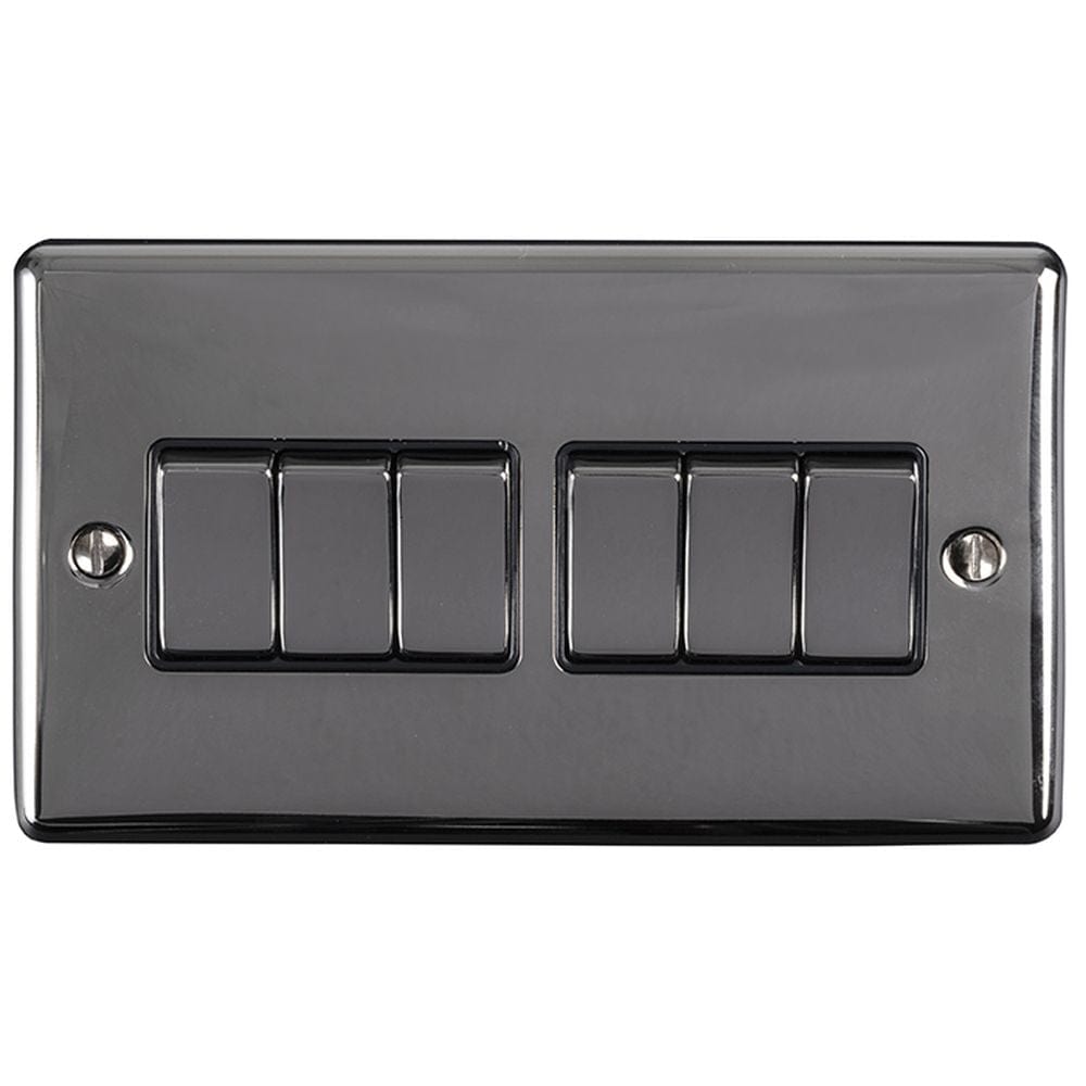 EuroLite Electrical Black Nickel / 6 Gang Switch / (With Black Trim) Eurolite Enhance Decorative 6 Gang Switch - Black Nickel (With Black Trim)