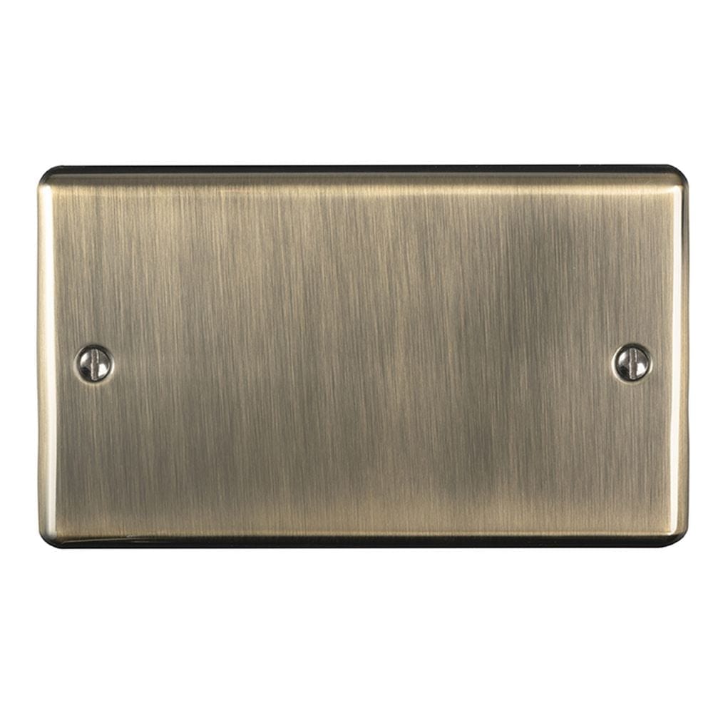 EuroLite Electrical Antique Brass / Double Blank Plate / (With Black Trim) Eurolite Enhance Decorative Double Blank Plate - Antique Brass