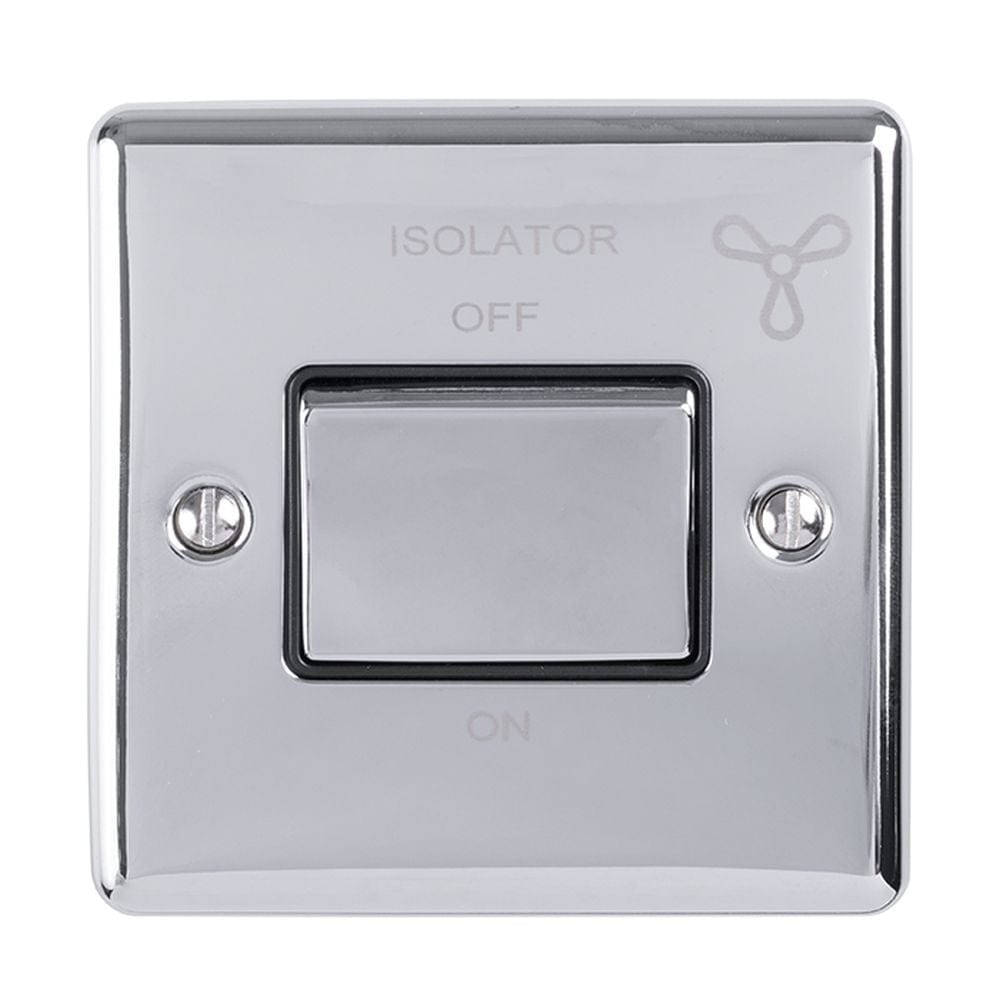 EuroLite Electrical Polished Chrome / Fan Switch / (With Black Trim) Eurolite Enhance Decorative Fan Switch - Polished Chrome (With Black Trim)