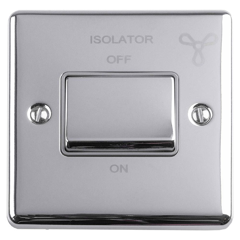 EuroLite Electrical Polished Chrome / Fan Switch / (With GREY Trim) Eurolite Enhance Decorative Fan Switch - Polished Chrome (With Grey Trim)