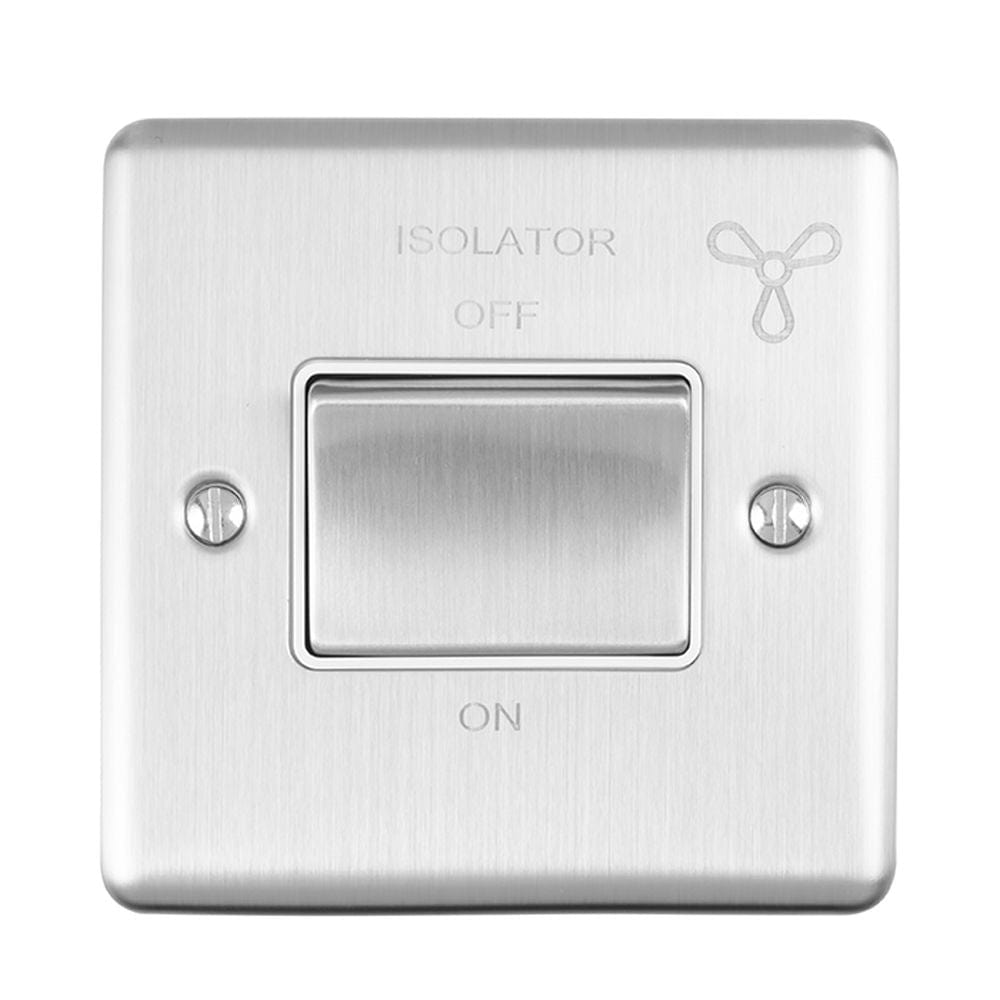 EuroLite Electrical Satin Stainless / Fan Switch / (With White Trim) Eurolite Enhance Decorative Fan Switch - Satin Stainless Steel (With White Trim)