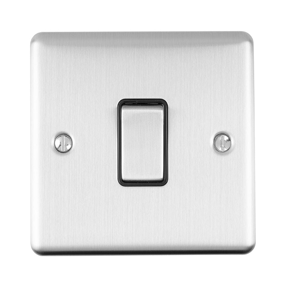 EuroLite Electrical Satin Stainless / Intermediate Switch / (With Black Trim) Eurolite Enhance Decorative Intermediate Switch - Satin Stainless Steel (With Black Trim)