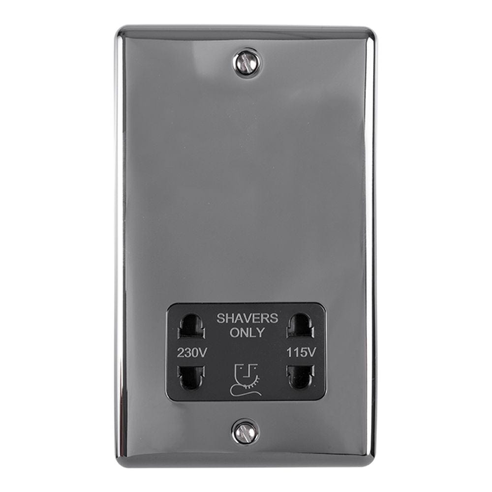 EuroLite Electrical Black Nickel / Shaver Socket / (With Black Trim) Eurolite Enhance Decorative Shaver Socket - Black Nickel (With Black Trim)