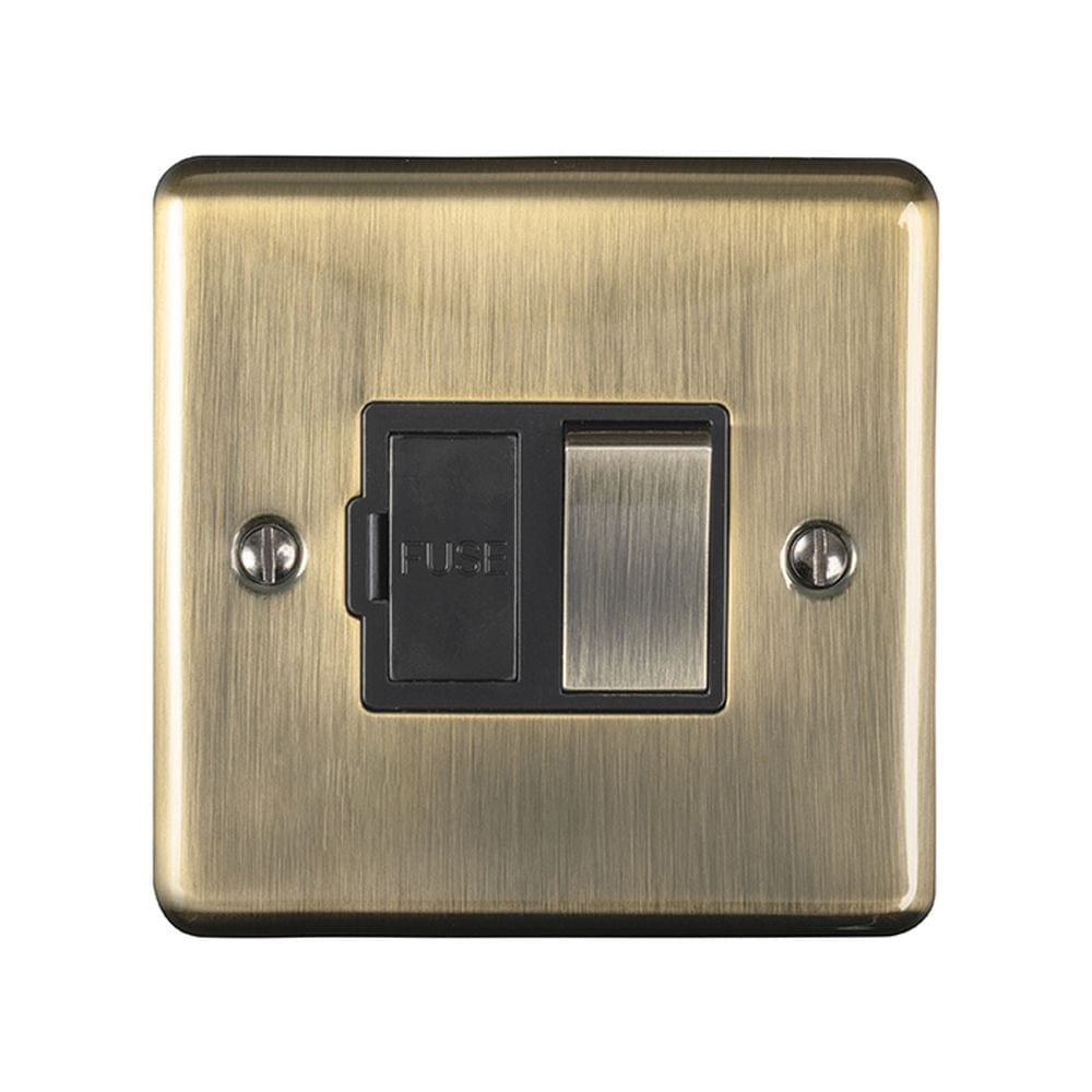 EuroLite Electrical Antique Brass / Switched Fuse Spur / (With Black Trim) Eurolite Enhance Decorative Switched Fuse Spur - Antique Brass (With Black Trim)