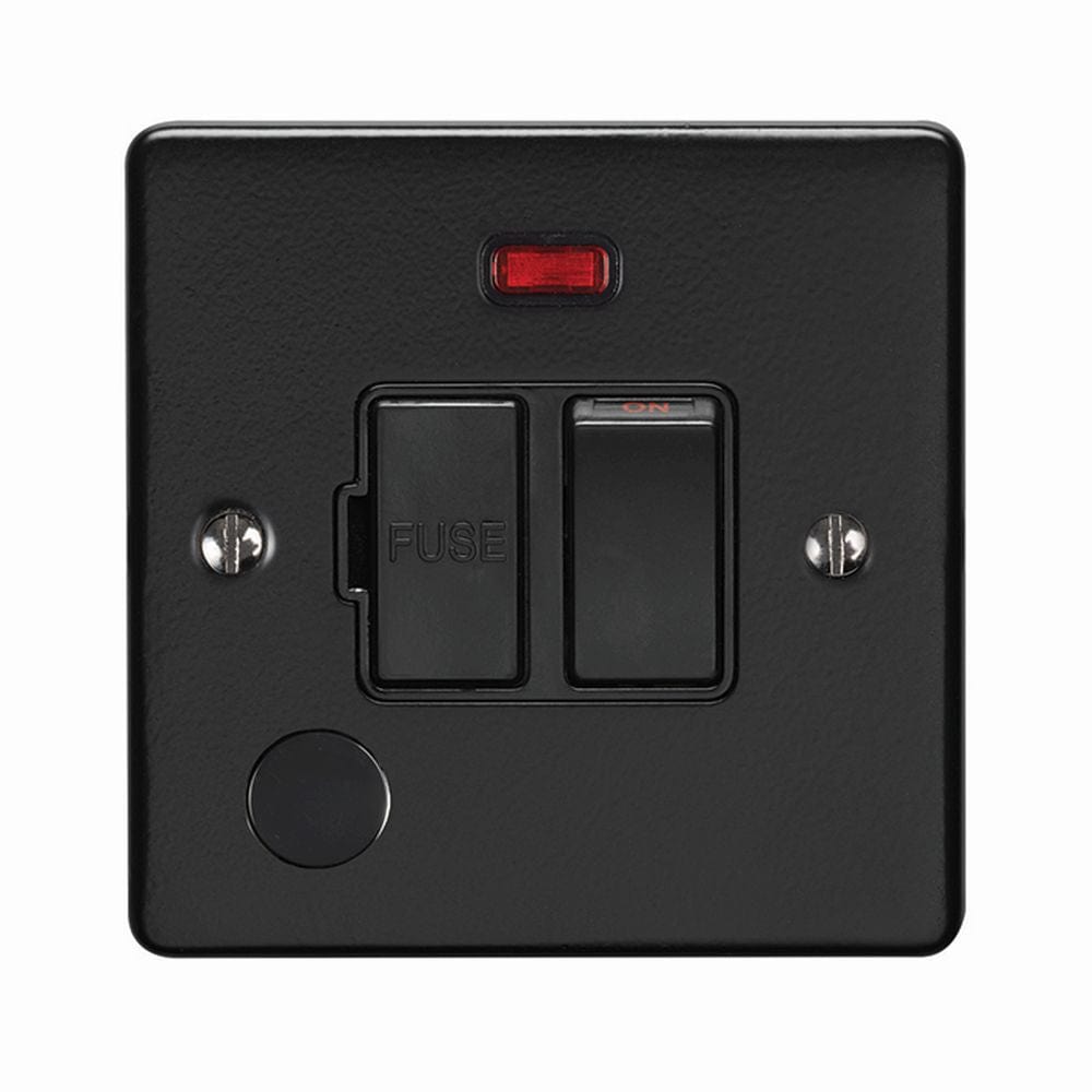 EuroLite Electrical Matt Black / Switched Fuse Spur With Flex Outlet / (With Black Trim) Eurolite Enhance Decorative Switched Fuse Spur With Flex Outlet - Matt Black (With Black Trim)