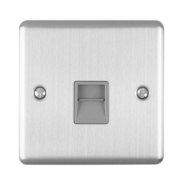 EuroLite Electrical Satin Stainless / Telephone Master / (With Grey Trim) Eurolite Enhance Decorative Telephone Master - Satin Stainless Steel (With Grey Trim)