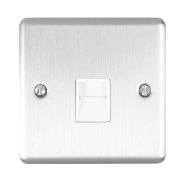 EuroLite Electrical Satin Stainless / Telephone Master / (With White Trim) Eurolite Enhance Decorative Telephone Master - Satin Stainless Steel (With White Trim)