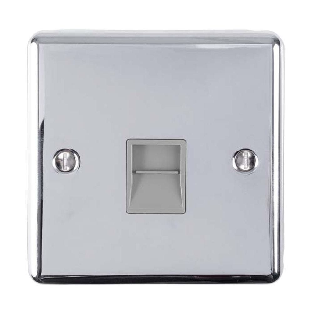 EuroLite Electrical Polished Chrome / Telephone Slave / (With GREY Trim) Eurolite Enhance Decorative Telephone Slave - Polished Chrome (With Grey Trim)