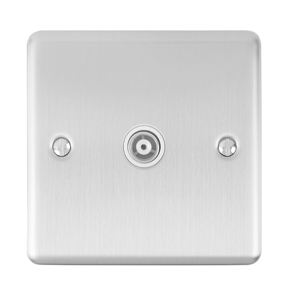EuroLite Electrical Satin Stainless / TV / (With White Trim) Eurolite Enhance Decorative TV - Satin Stainless Steel (With White Trim)