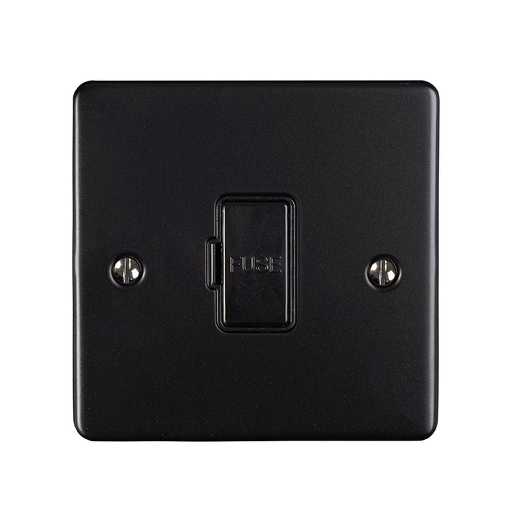 EuroLite Electrical Matt Black / Unswitched Fuse Spur / (With Black Trim) Eurolite Enhance Decorative Unswitched Fuse Spur - Matt Black (With Black Trim)