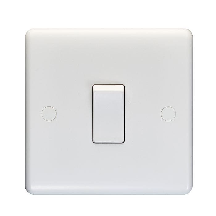 EuroLite Electrical White / 1 Gang Switch / (With White Trim) Eurolite Enhance White Plastic 1 Gang Switch - White (With White Trim)