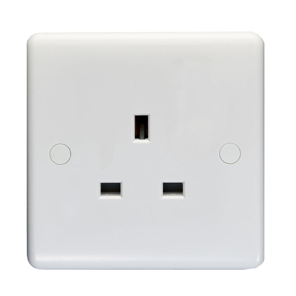 EuroLite Electrical White / 1 Gang Unswitched Socket / (With White Trim) Eurolite Enhance White Plastic 1 Gang Unswitched Socket - White