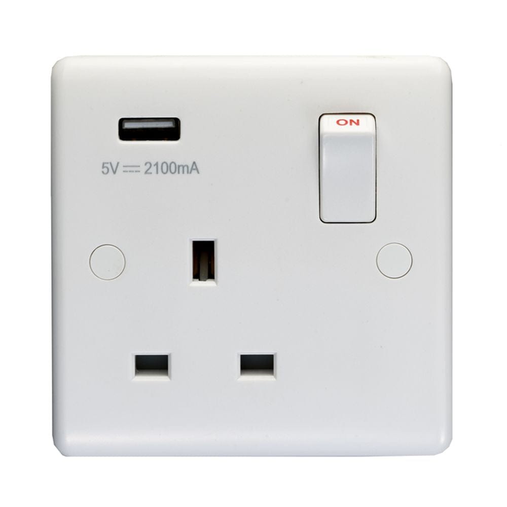 EuroLite Electrical White / 1 Gang USB Socket / (With White Trim) Eurolite Enhance White Plastic 1 Gang USB Socket - White