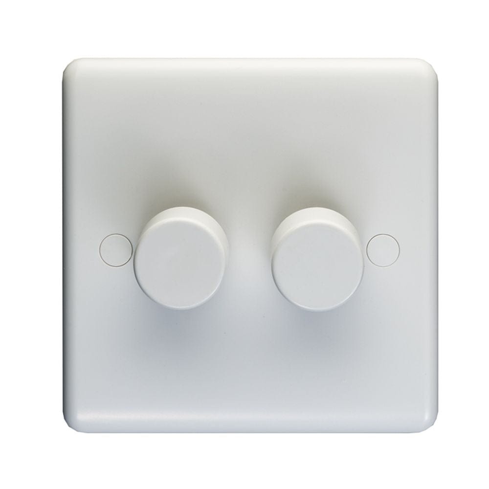 EuroLite Electrical White / 2 Gang Dimmer / (With White Trim) Eurolite Enhance White Plastic 2 Gang Dimmer - White