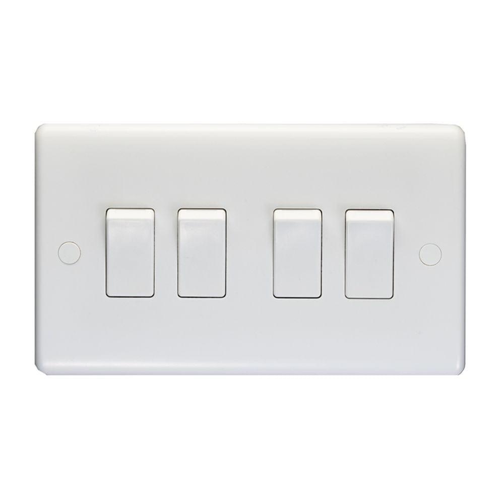 EuroLite Electrical White / 4 Gang Switch / (With White Trim) Eurolite Enhance White Plastic 2 Gang Switch - White