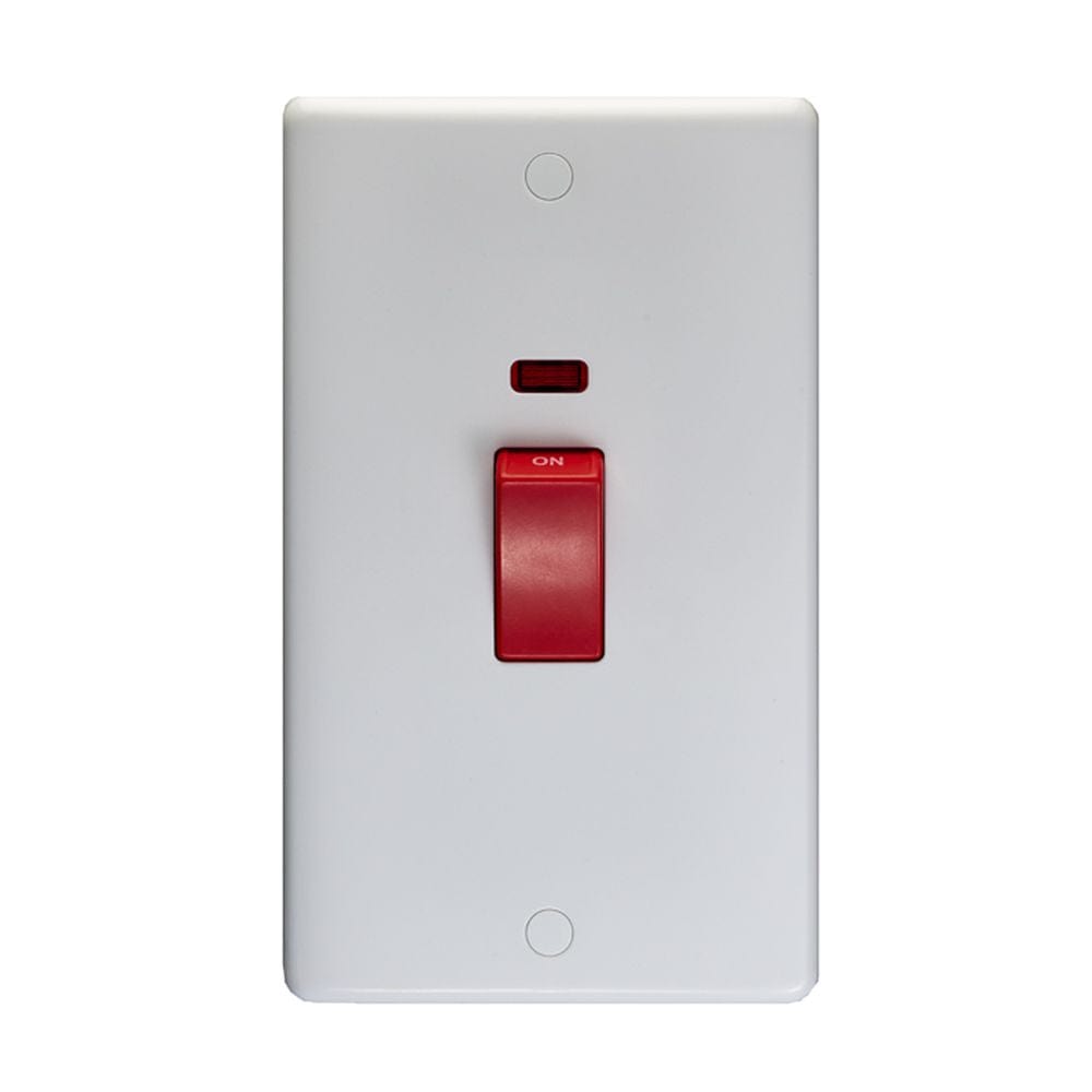 EuroLite Electrical White / 45Amp Switch with Neon Indicator / (With White Trim) Eurolite Enhance White Plastic 45Amp Switch with Neon Indicator - White