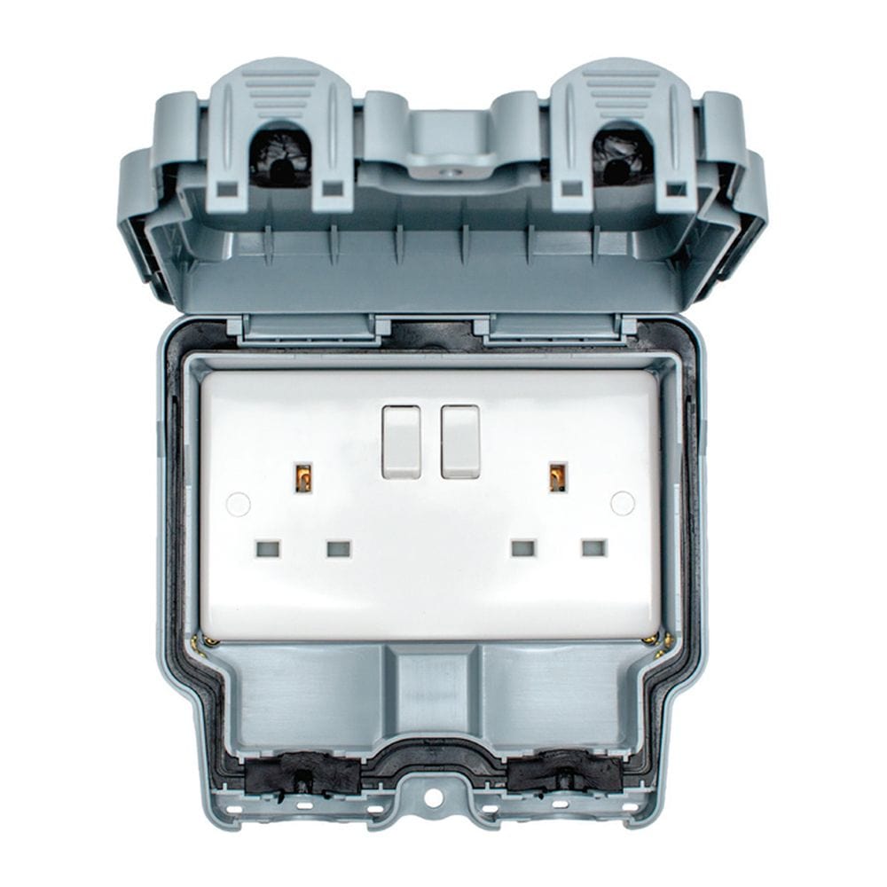 EuroLite Electrical Grey / 2 Gang Switched Socket Eurolite Euroseal 2 Gang Switched Socket - Grey