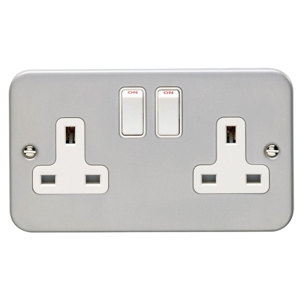 EuroLite Electrical Grey / 2 Gang Socket Eurolite Metal Clad 2 Gang Socket - Metal Clad