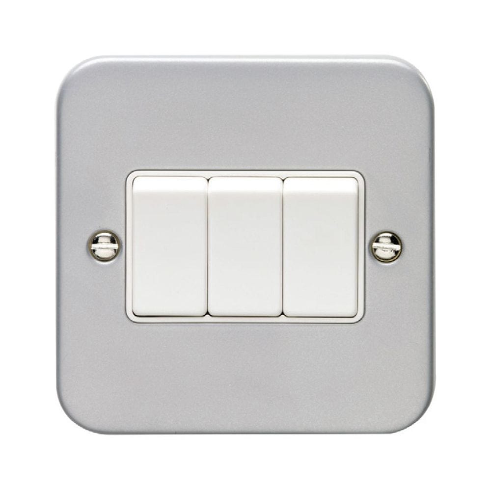EuroLite Electrical Grey / 3 Gang Switch Eurolite Metal Clad 3 Gang Switch - Metal Clad