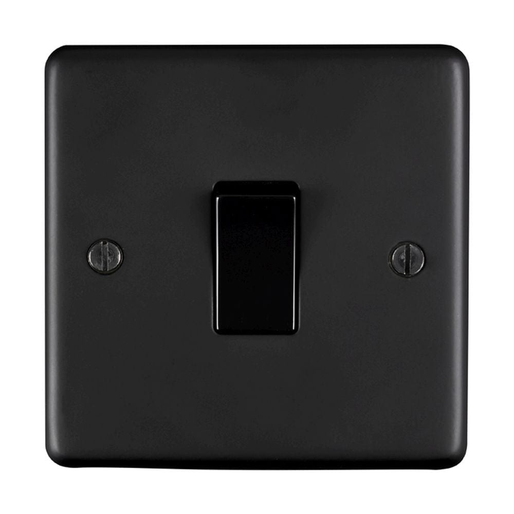 EuroLite Electrical Matt Black / 1 Gang Switch / (With Black Trim) Eurolite Stainless Steel 1 Gang Switch - Matt Black (With Black Trim)
