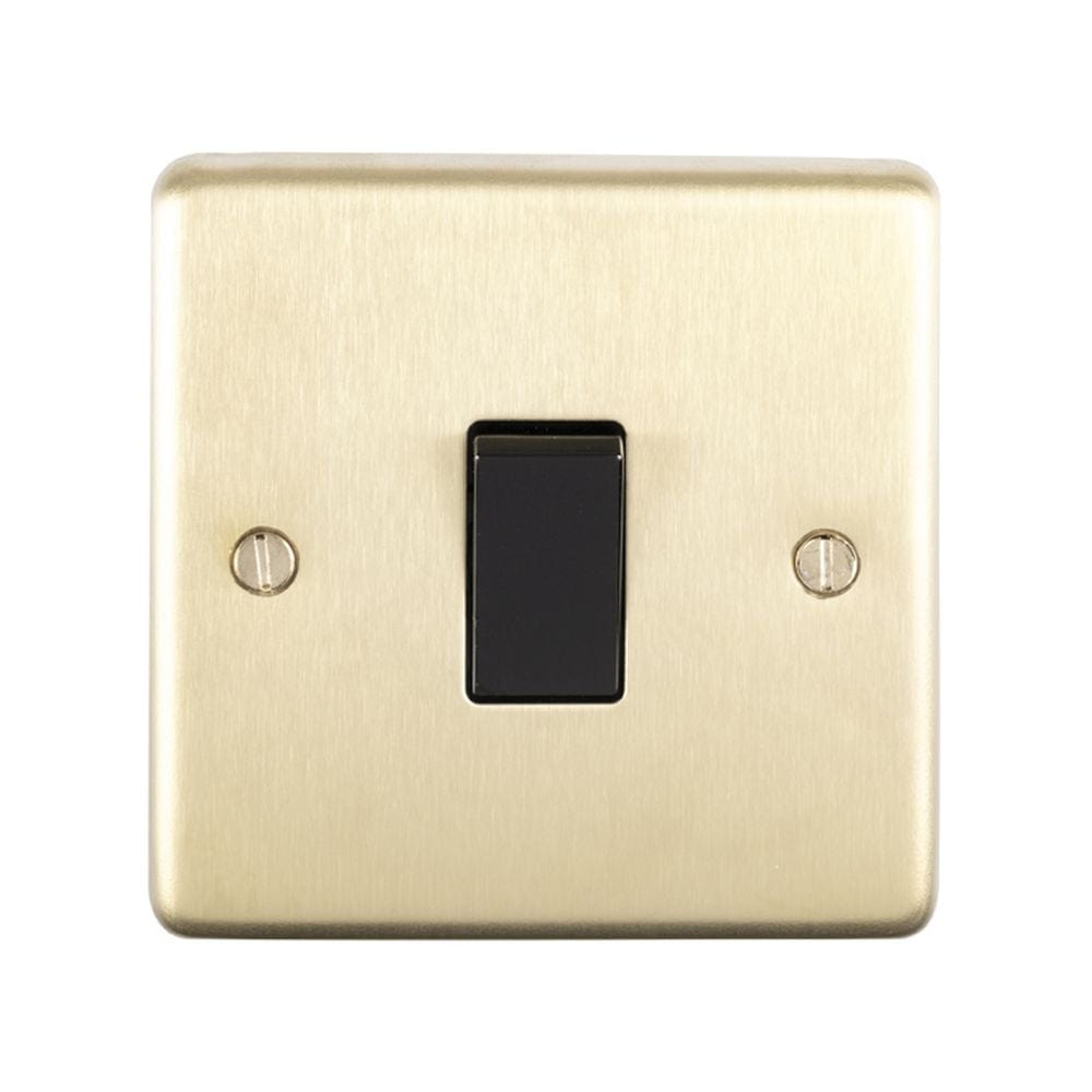 EuroLite Electrical Satin Brass / 1 Gang Switch / (With Black Trim) Eurolite Stainless Steel 1 Gang Switch - Satin Brass (With Black Trim)