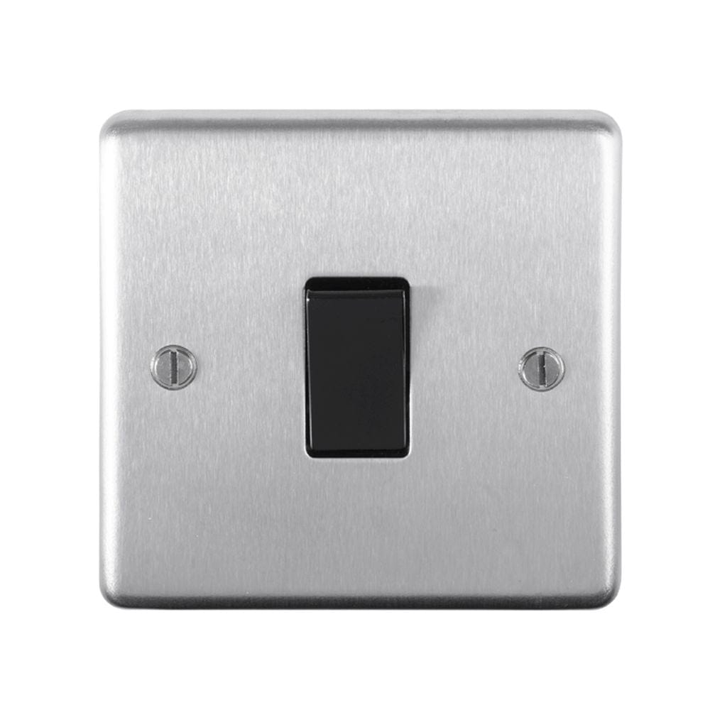 EuroLite Electrical Satin Brass / 20Amp Switch / (With Black Trim) Eurolite Stainless Steel 20Amp Switch - Satin Stainless Steel (With Black Trim)