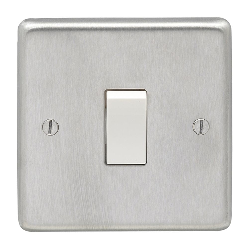 EuroLite Electrical Satin Stainless Steel / 20Amp Switch / (With White Trim) Eurolite Stainless Steel 20Amp Switch - Satin Stainless Steel (With White Trim)