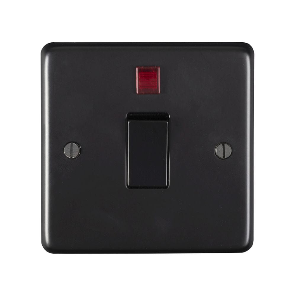 EuroLite Electrical Matt Black / 20Amp Switch with Neon Indicator / (With Black Trim) Eurolite Stainless Steel 20Amp Switch with Neon Indicator - Matt Black (With Black Trim)