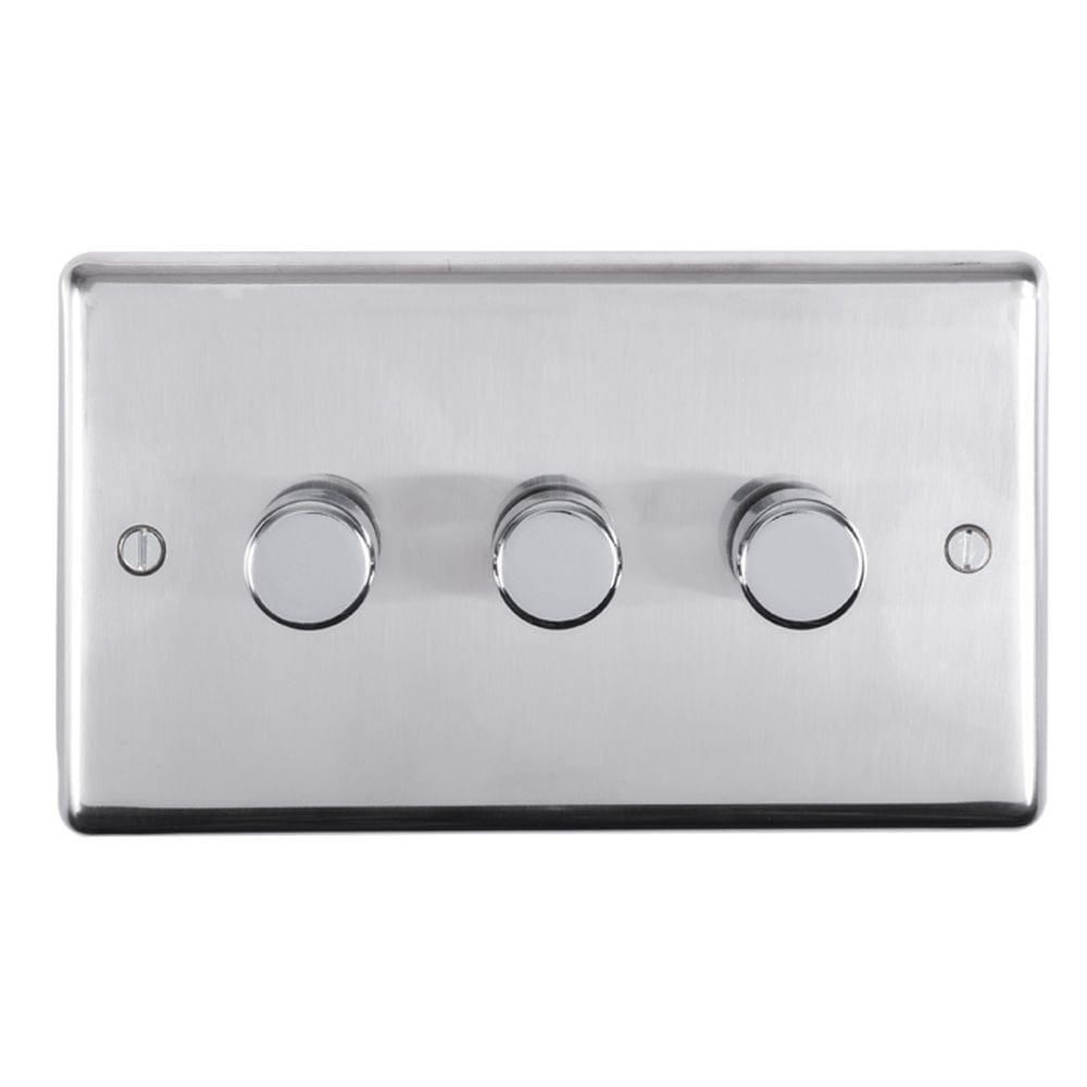 EuroLite Electrical Polished Stainless Steel / 3 Gang Dimmer Eurolite Stainless Steel 3 Gang Dimmer - Polished Stainless Steel