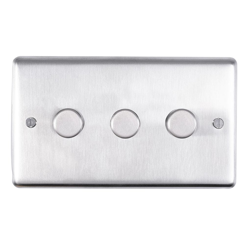 EuroLite Electrical Satin Stainless Steel / 3 Gang Dimmer Eurolite Stainless Steel 3 Gang Dimmer - Satin Stainless Steel