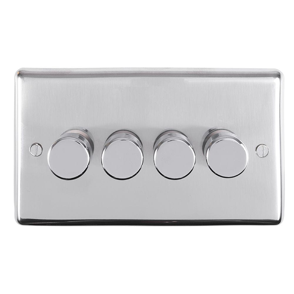EuroLite Electrical Polished Stainless Steel / 4 Gang Dimmer Eurolite Stainless Steel 4 Gang Dimmer - Polished Stainless Steel