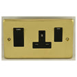 EuroLite Electrical Satin Brass / 45Amp Switch with a socket / (With Black Trim) Eurolite Stainless Steel 45Amp Switch with a socket - Satin Brass (With Black Trim)
