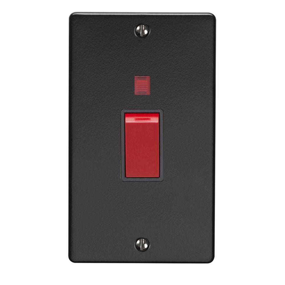 EuroLite Electrical Matt Black / 45Amp Switch with Neon Indicator / (With Black Trim) Eurolite Stainless Steel 45Amp Switch with Neon Indicator - Matt Black (With Black Trim)