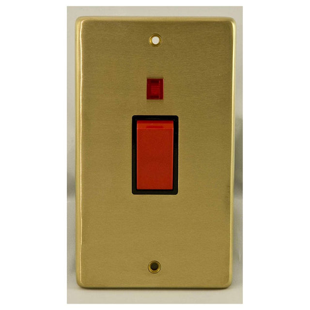 EuroLite Electrical Satin Brass / 45Amp Switch with Neon Indicator / (With Black Trim) Eurolite Stainless Steel 45Amp Switch with Neon Indicator - Satin Brass (With Black Trim)
