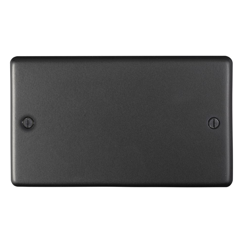 EuroLite Electrical Matt Black / Double Blank Plate / (With Black Trim) Eurolite Stainless Steel Double Blank Plate - Matt Black (With Black Trim)