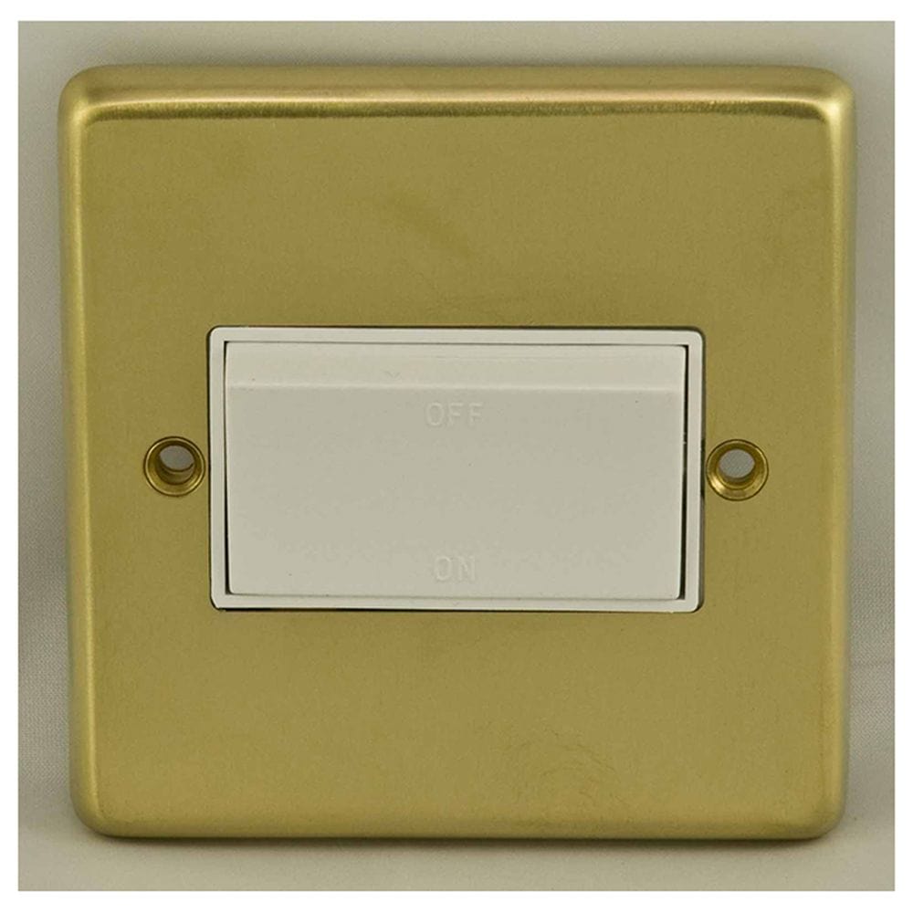 EuroLite Electrical Satin Brass / Fan Switch / (With White Trim) Eurolite Stainless Steel Fan Switch - Satin Brass (With White Trim)