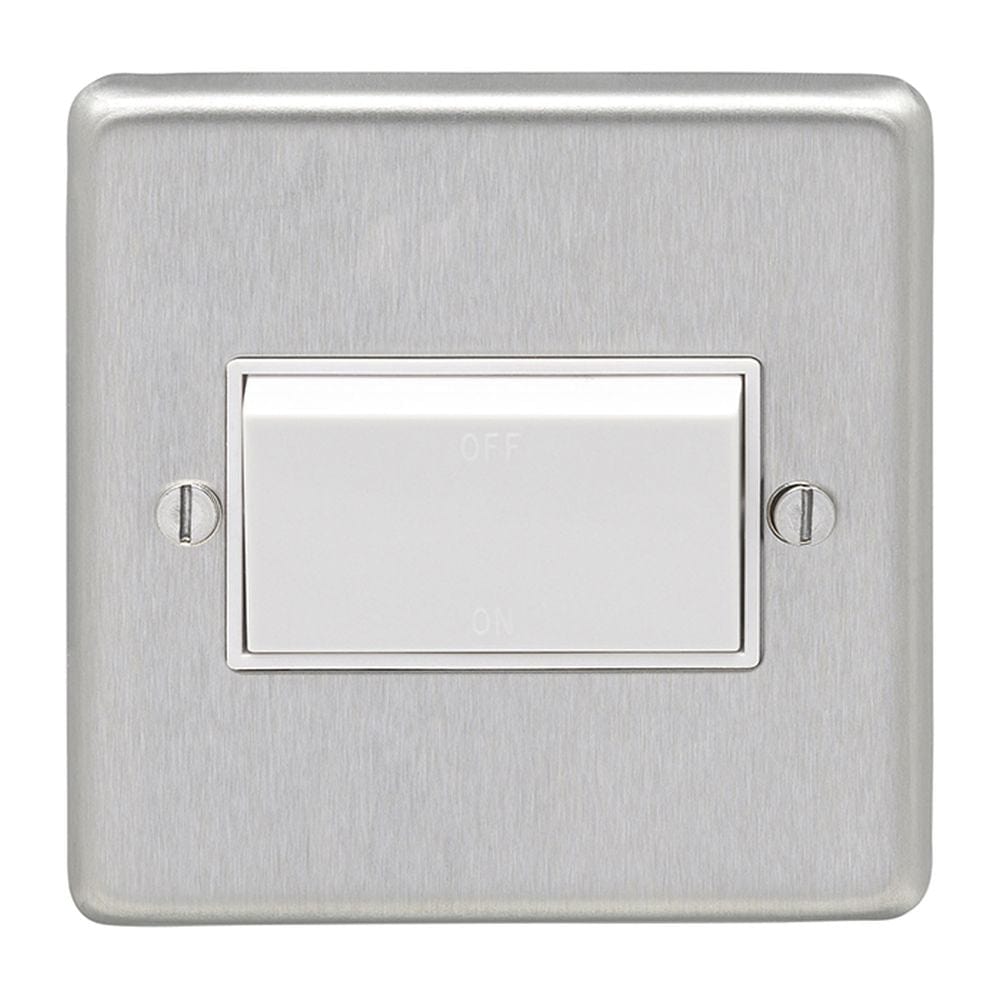 EuroLite Electrical Satin Stainless Steel / Fan Switch / (With White Trim) Eurolite Stainless Steel Fan Switch - Satin Stainless Steel (With White Trim)