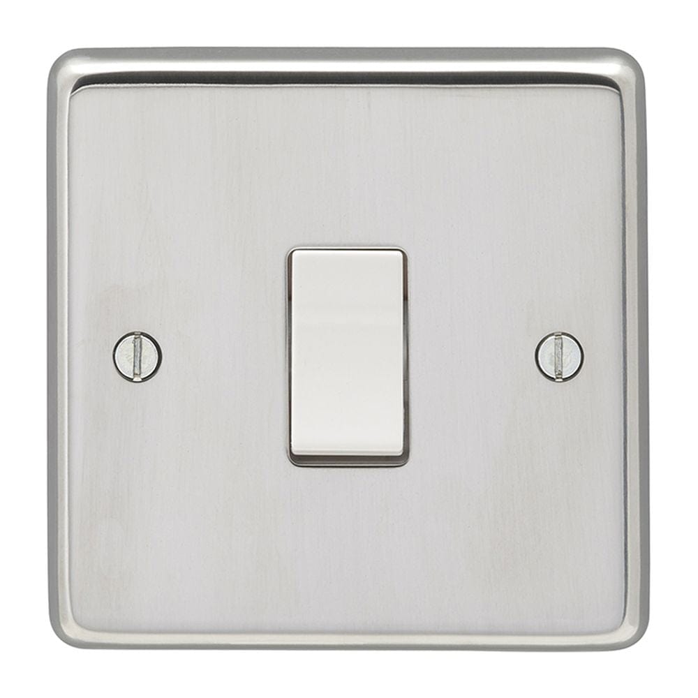 EuroLite Electrical Polished Stainless Steel / Intermediate Switch / (With White Trim) Eurolite Stainless Steel Intermediate Switch - Polished Stainless Steel (With White Trim)