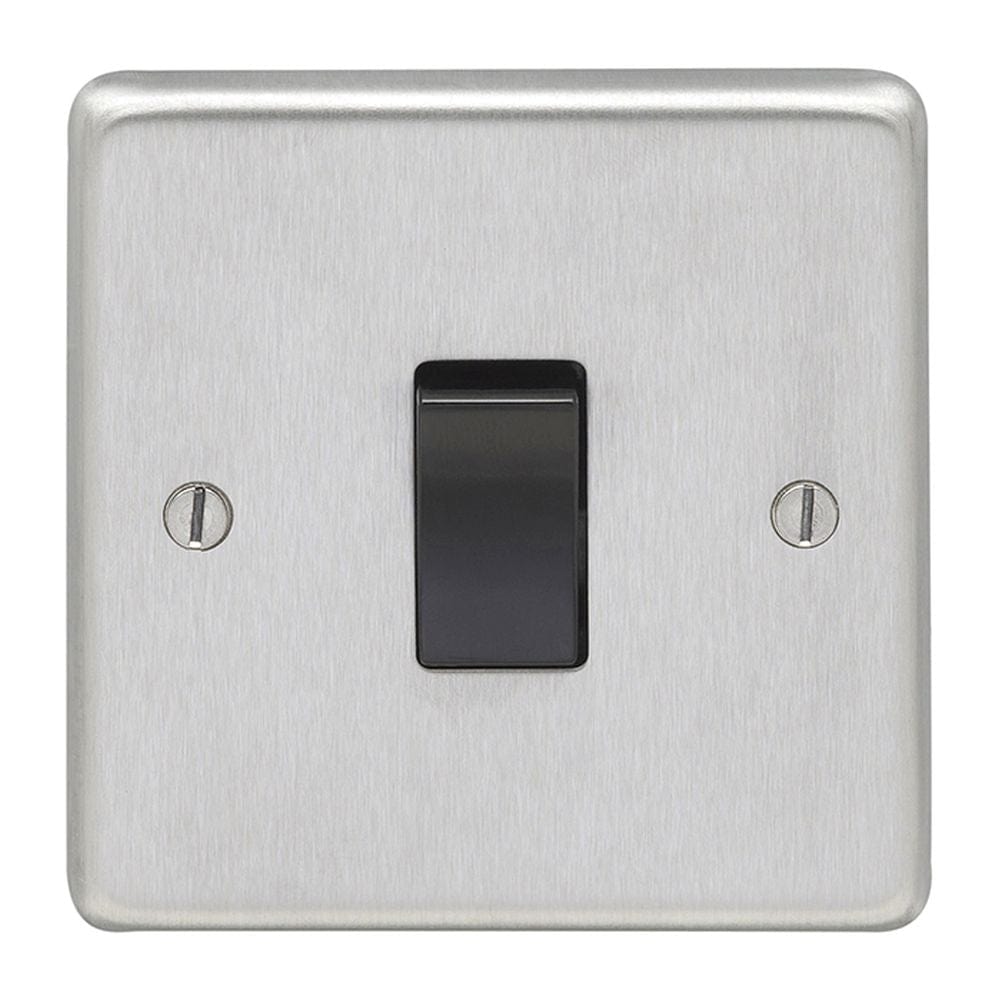 EuroLite Electrical Satin Stainless Steel / Intermediate Switch / (With Black Trim) Eurolite Stainless Steel Intermediate Switch - Satin Stainless Steel (With Black Trim)