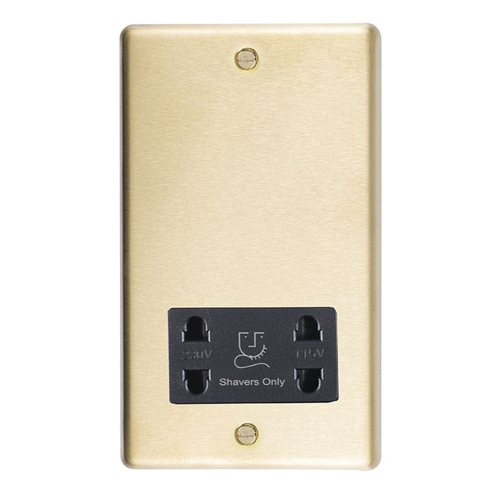EuroLite Electrical Satin Brass / Shaver Socket / (With Black Trim) Eurolite Stainless Steel Shaver Socket - Satin Brass (With Black Trim)
