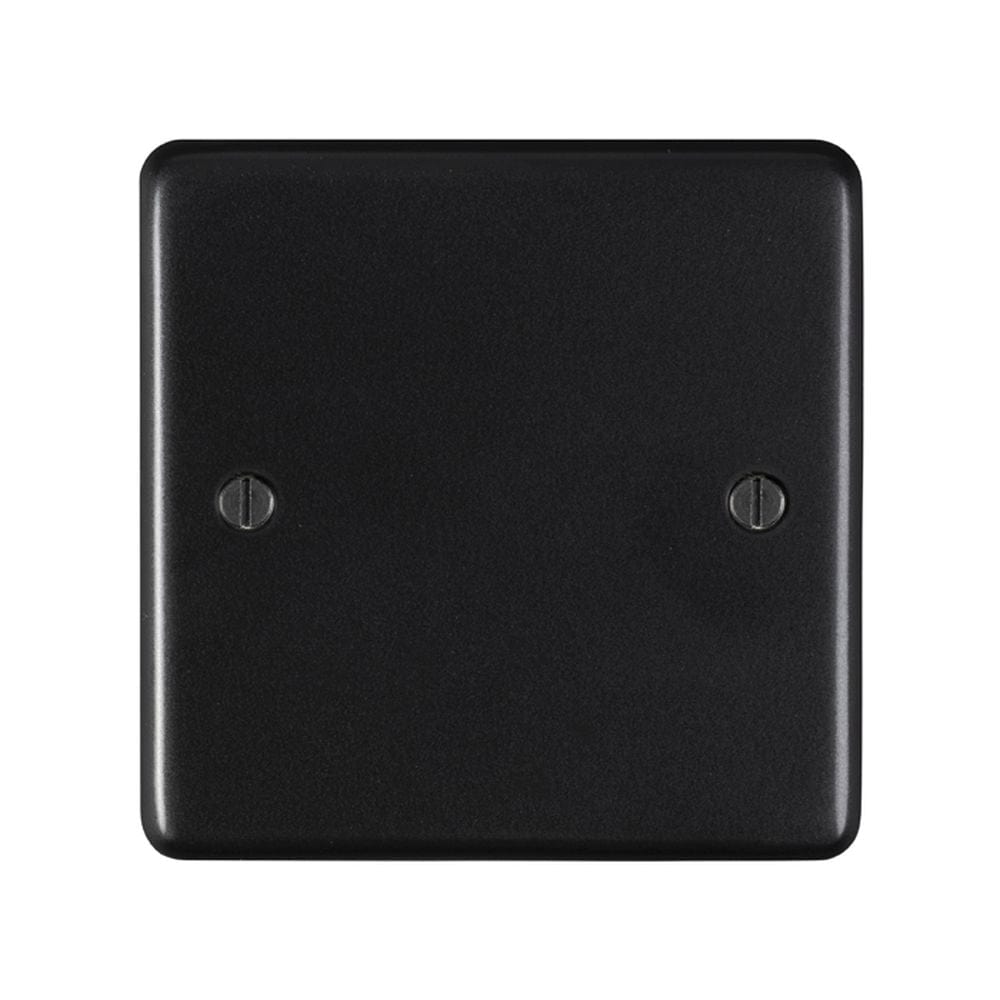 EuroLite Electrical Matt Black / Single Blank Plate / (With Black Trim) Eurolite Stainless Steel Single Blank Plate - Matt Black (With Black Trim)