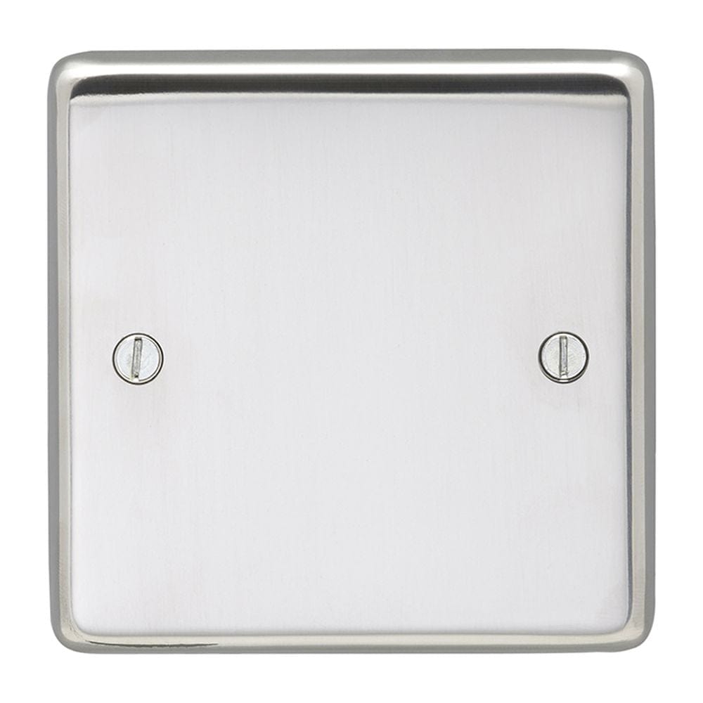 EuroLite Electrical Polished Stainless Steel / Single Blank Plate / (With Black Trim) Eurolite Stainless Steel Single Blank Plate - Polished Stainless Steel (With Black Trim)
