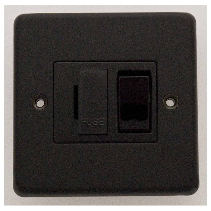 EuroLite Electrical Matt Black / Switched Fuse Spur / (With Black Trim) Eurolite Stainless steel Switched Fuse Spur - Matt Black (With Black Trim)