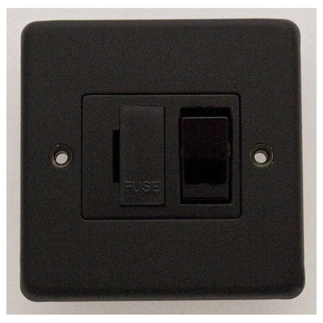 EuroLite Electrical Matt Black / Switched Fuse Spur / (With Black Trim) Eurolite Stainless steel Switched Fuse Spur - Matt Black (With Black Trim)
