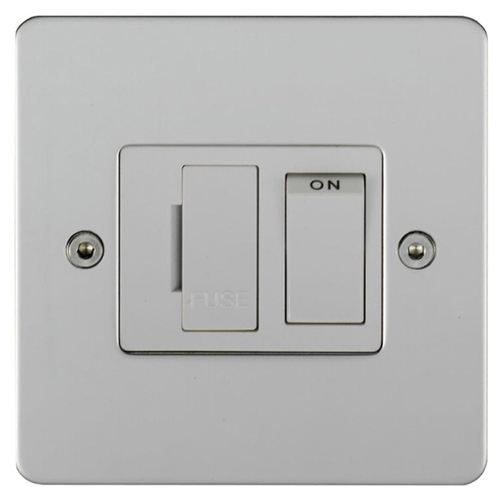 EuroLite Electrical Polished Stainless Steel / Switched Fuse Spur / (With White Trim) Eurolite Stainless Steel Switched Fuse Spur - Polished Stainless Steel (With White Trim)